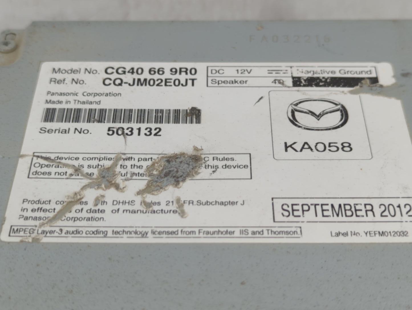 2013-2017 Mazda 5 Radio AM FM Cd Player Receiver Replacement P/N:KA058 CG40 66 9R0 Fits Fits 2013 2014 2015 2016 2017 OEM Us