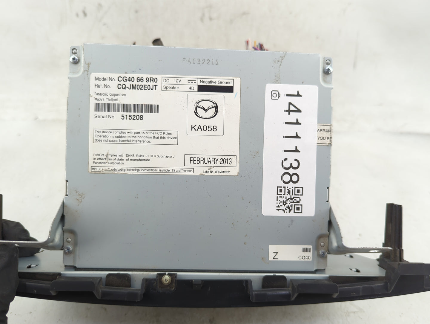 2013-2017 Mazda 5 Radio AM FM Cd Player Receiver Replacement P/N:CG40669R0 Fits Fits 2013 2014 2015 2016 2017 OEM Used Auto 