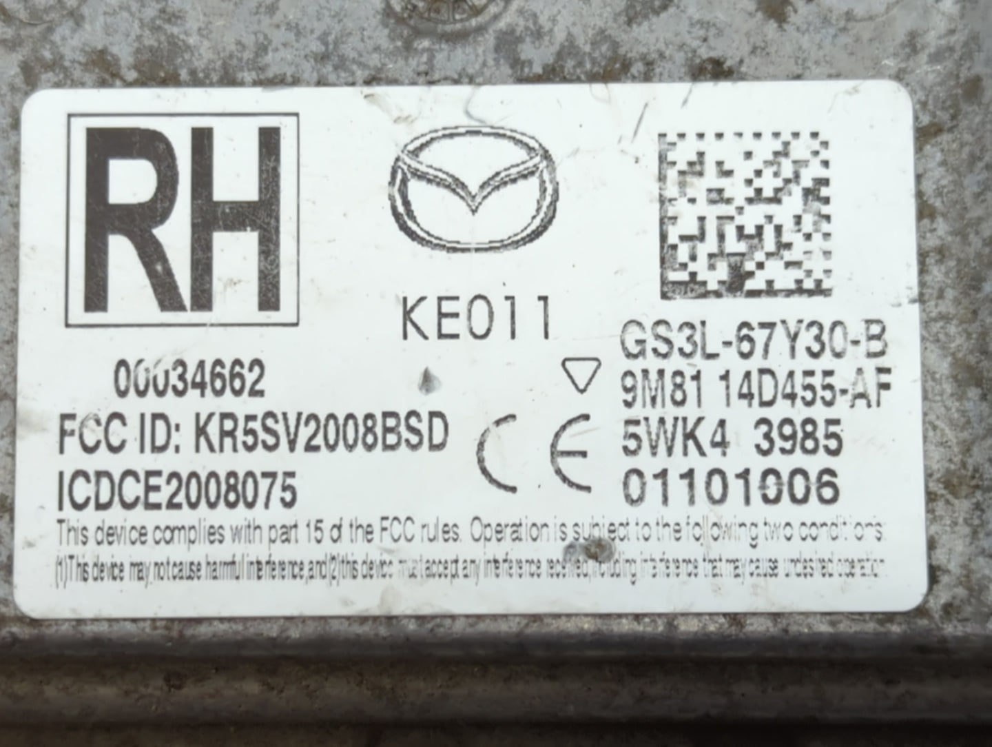 2013 Mazda 6 Back Up Sensor Backup Camera - Oemusedautoparts1.com