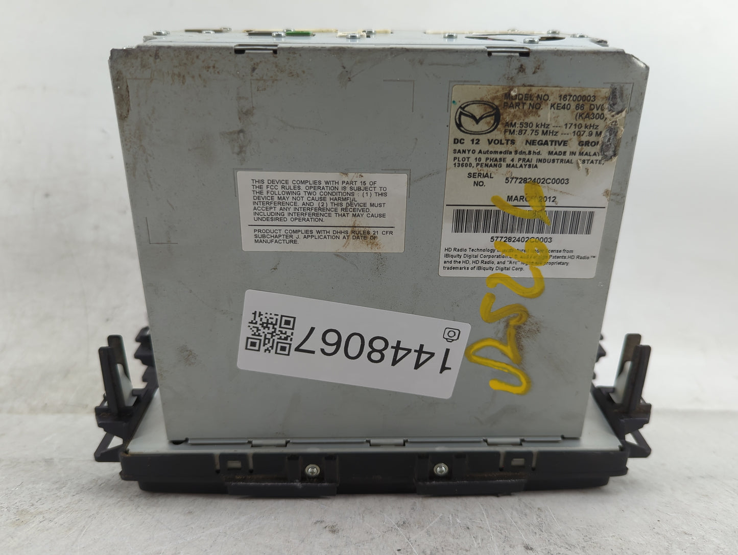 2013-2015 Mazda Cx-5 Radio AM FM Cd Player Receiver Replacement P/N:KE4066DV0 16700003 Fits Fits 2013 2014 2015 OEM Used Aut