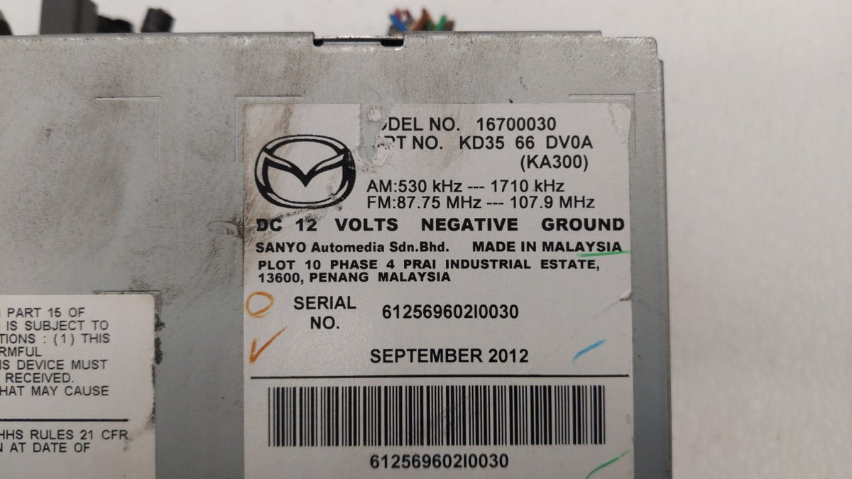 2013-2015 Mazda Cx-5 Radio AM FM Cd Player Receiver Replacement P/N:KD35 66 DV0A KD3566DV0A Fits Fits 2013 2014 2015 OEM Use