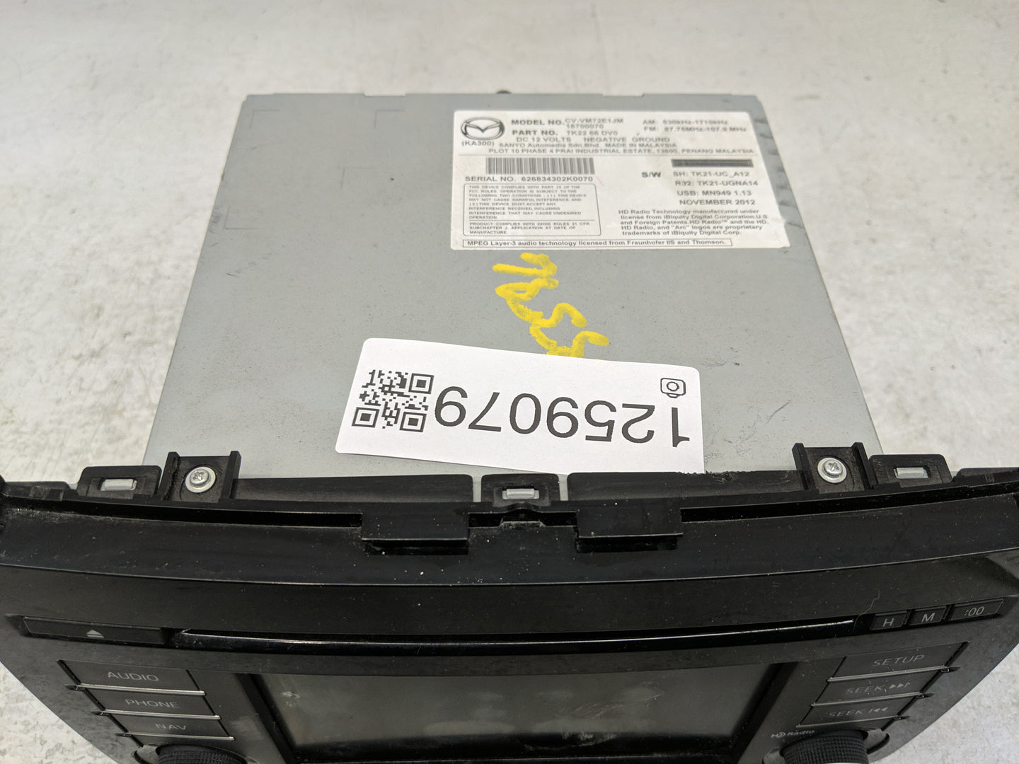 2013-2015 Mazda Cx-9 Radio AM FM Cd Player Receiver Replacement P/N:CV-VM72E1JM Fits Fits 2013 2014 2015 OEM Used Auto Parts