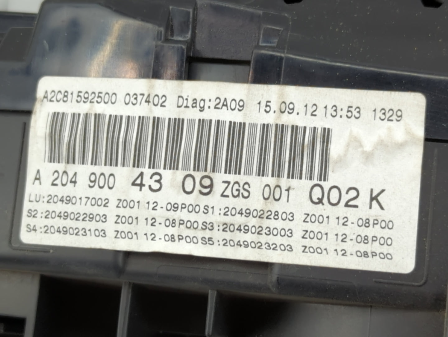 2013 Mercedes-Benz C-Class Instrument Cluster Speedometer Gauges P/N:A2C81592500 A2049004309, 2049017002 Miles:93K Fits OEM 