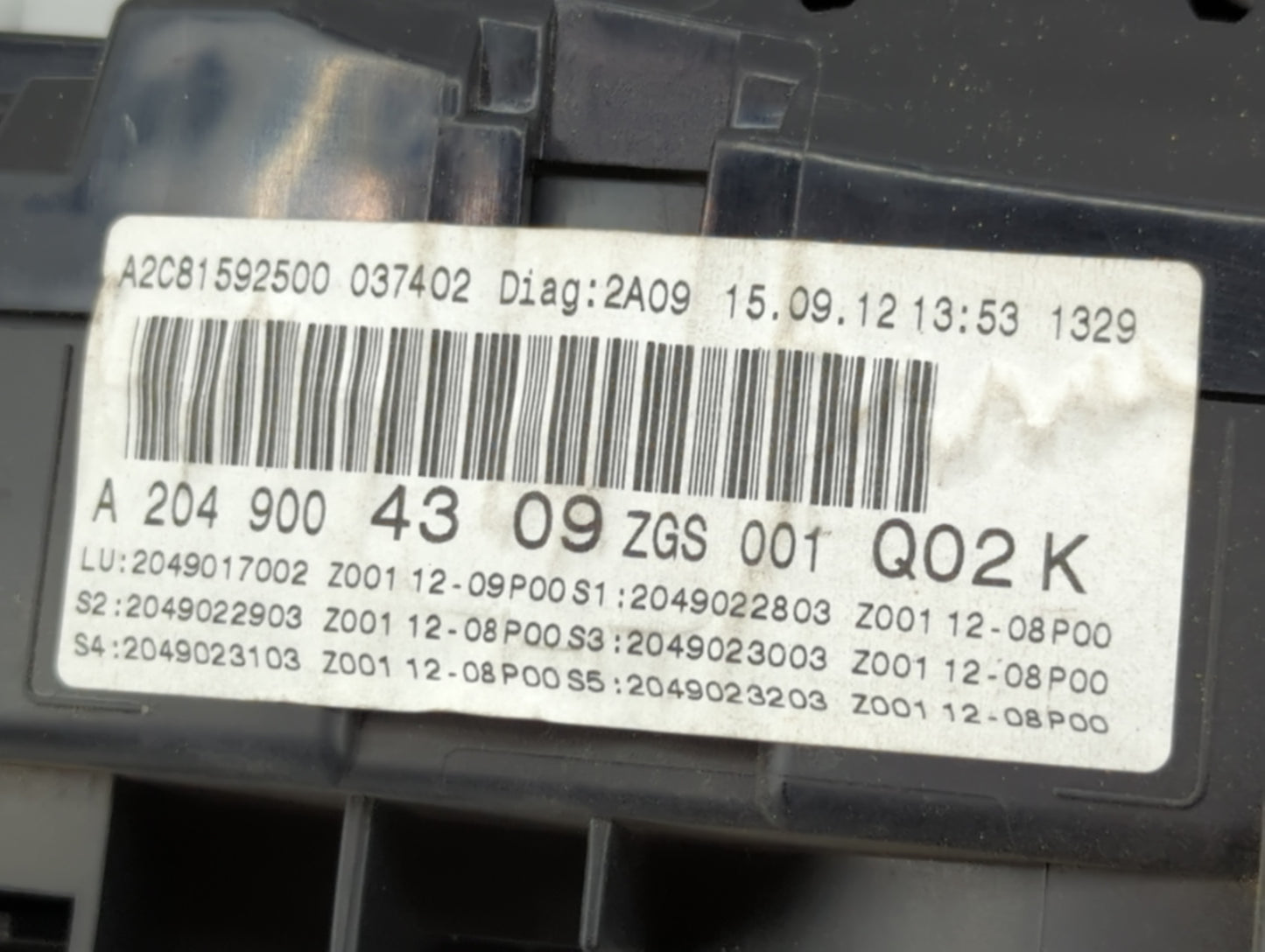 2013 Mercedes-Benz C-Class Instrument Cluster Speedometer Gauges P/N:A2C81592500 A2049004309, 2049017002 Miles:93K Fits OEM 