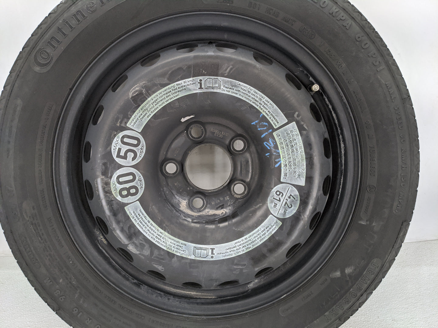 2012-2014 Mercedes-benz C250 Spare Donut Tire Wheel Rim Oem - Oemusedautoparts1.com