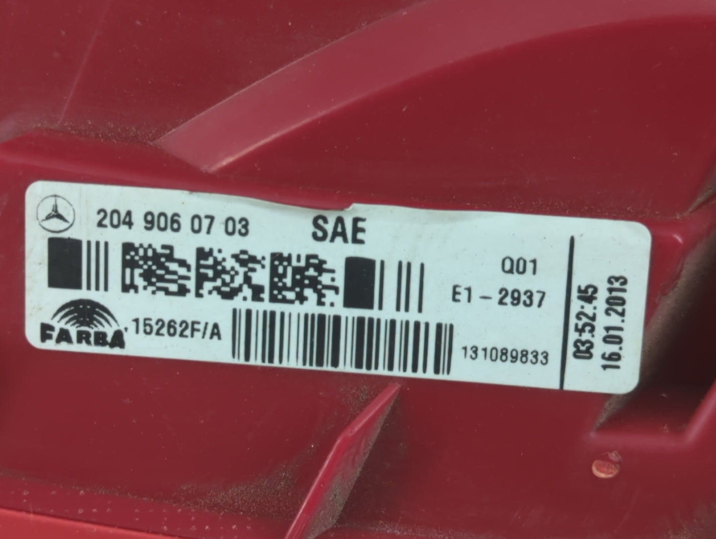 2012-2014 Mercedes-Benz C300 Tail Light Assembly Passenger Right OEM P/N:204 906 07 03 Fits Fits 2012 2013 2014 2015 OEM Use