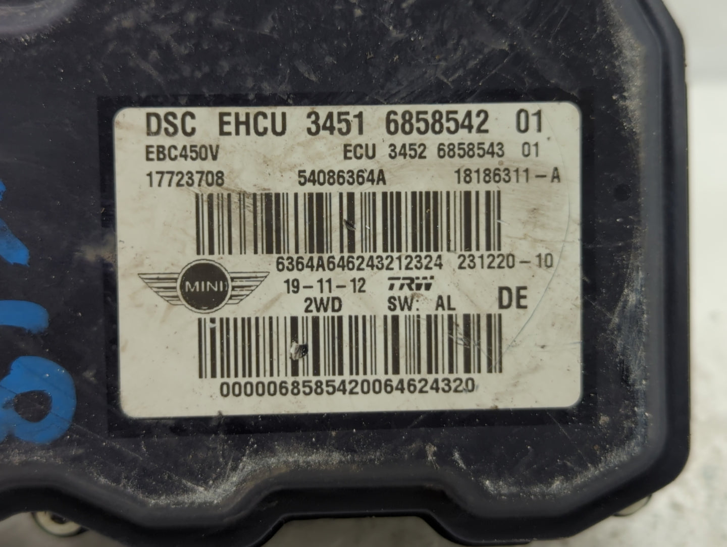 2012-2013 Mini Cooper ABS Pump Control Module Replacement P/N:3451 6858542 3451 9807162, 3451 6796698, 6858542 Fits Fits 201