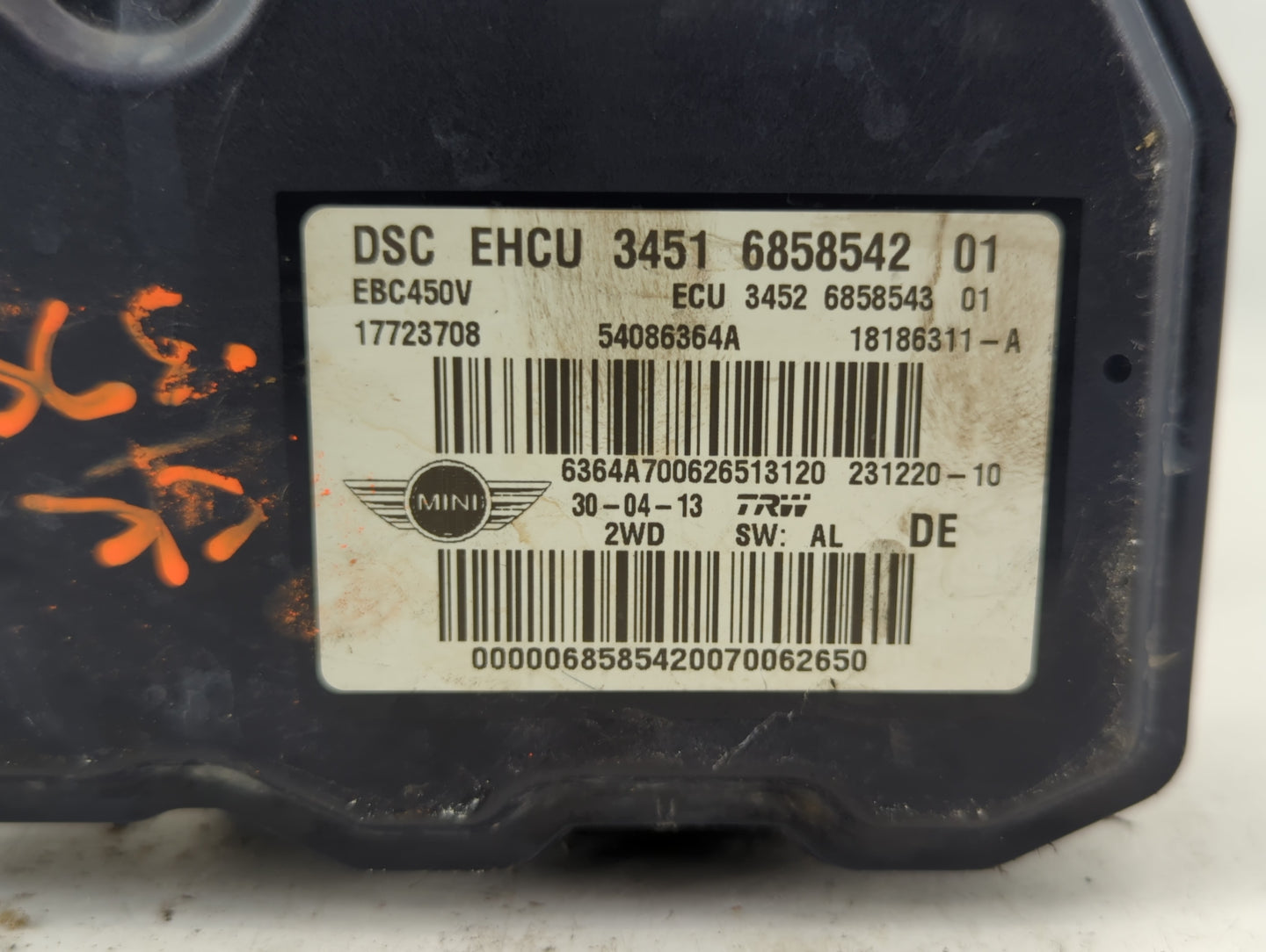 2012-2013 Mini Cooper ABS Pump Control Module Replacement P/N:3451 6858542 Fits Fits 2012 2013 OEM Used Auto Parts - Oemused
