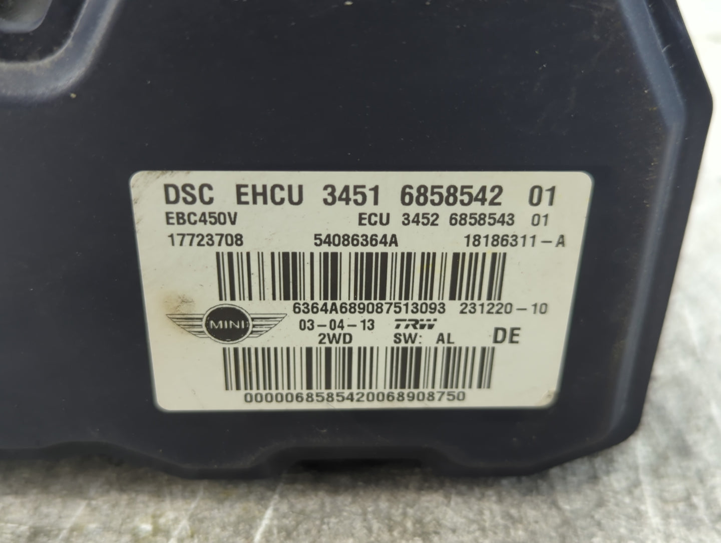 2013 Mini Cooper Clubman ABS Pump Control Module Replacement P/N:3451 6858542 01 Fits Fits 2014 2015 OEM Used Auto Parts - O