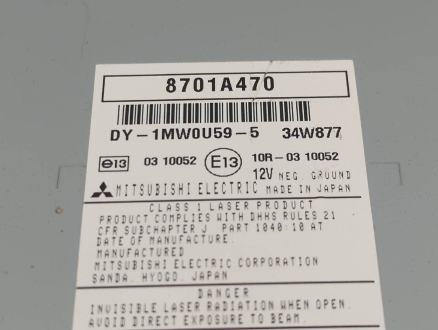 2011-2013 Mitsubishi Outlander Sport Radio AM FM Cd Player Receiver Replacement P/N:8701A470 DY-1MW0U59-5 Fits OEM Used Auto