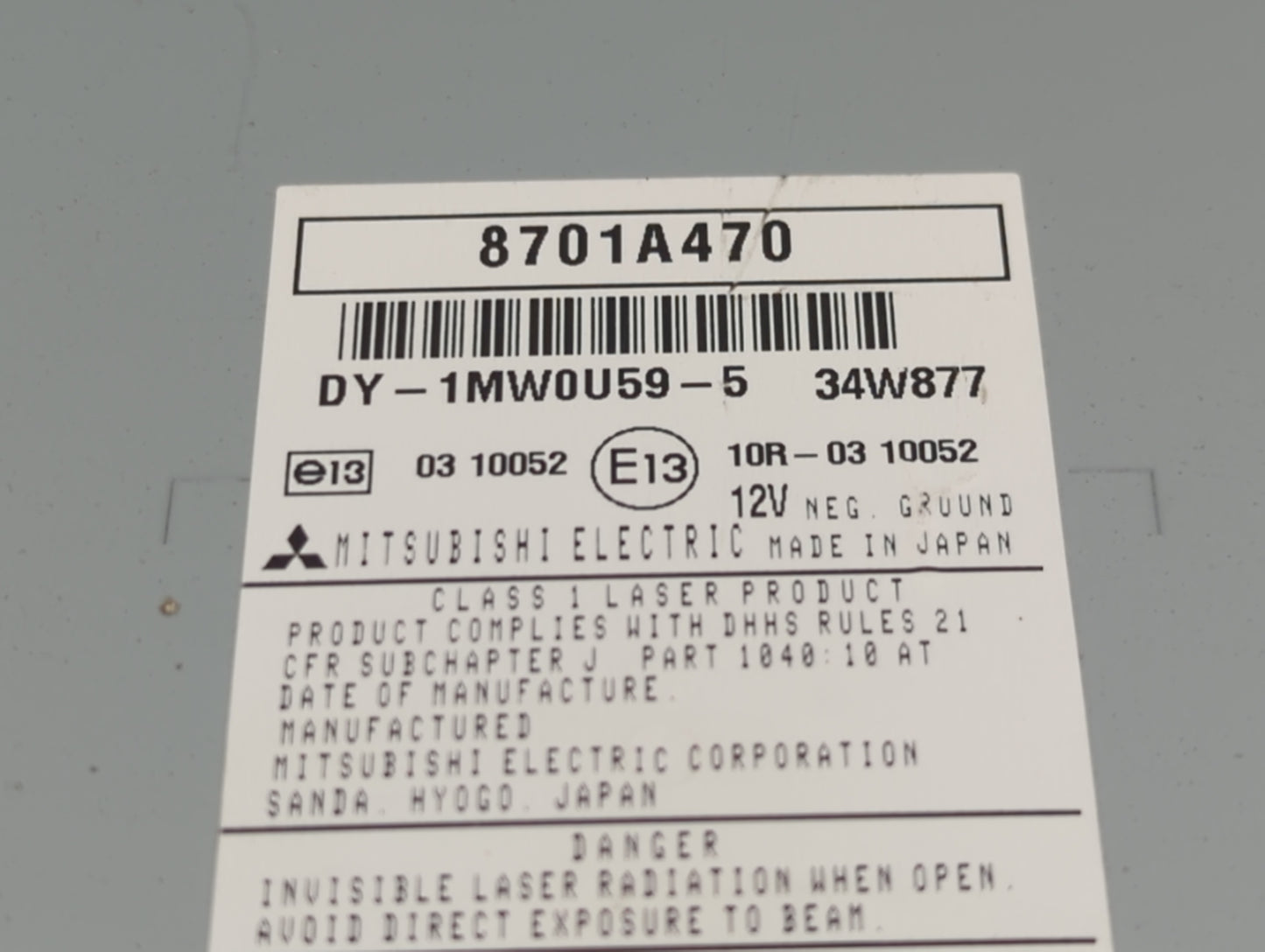 2011-2013 Mitsubishi Outlander Sport Radio AM FM Cd Player Receiver Replacement P/N:8701A470 DY-1MW0U59-5 Fits OEM Used Auto