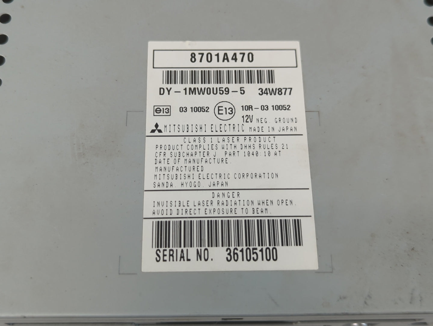 2011-2013 Mitsubishi Outlander Sport Radio AM FM Cd Player Receiver Replacement P/N:36105100 E1310R-03 10052 Fits OEM Used A