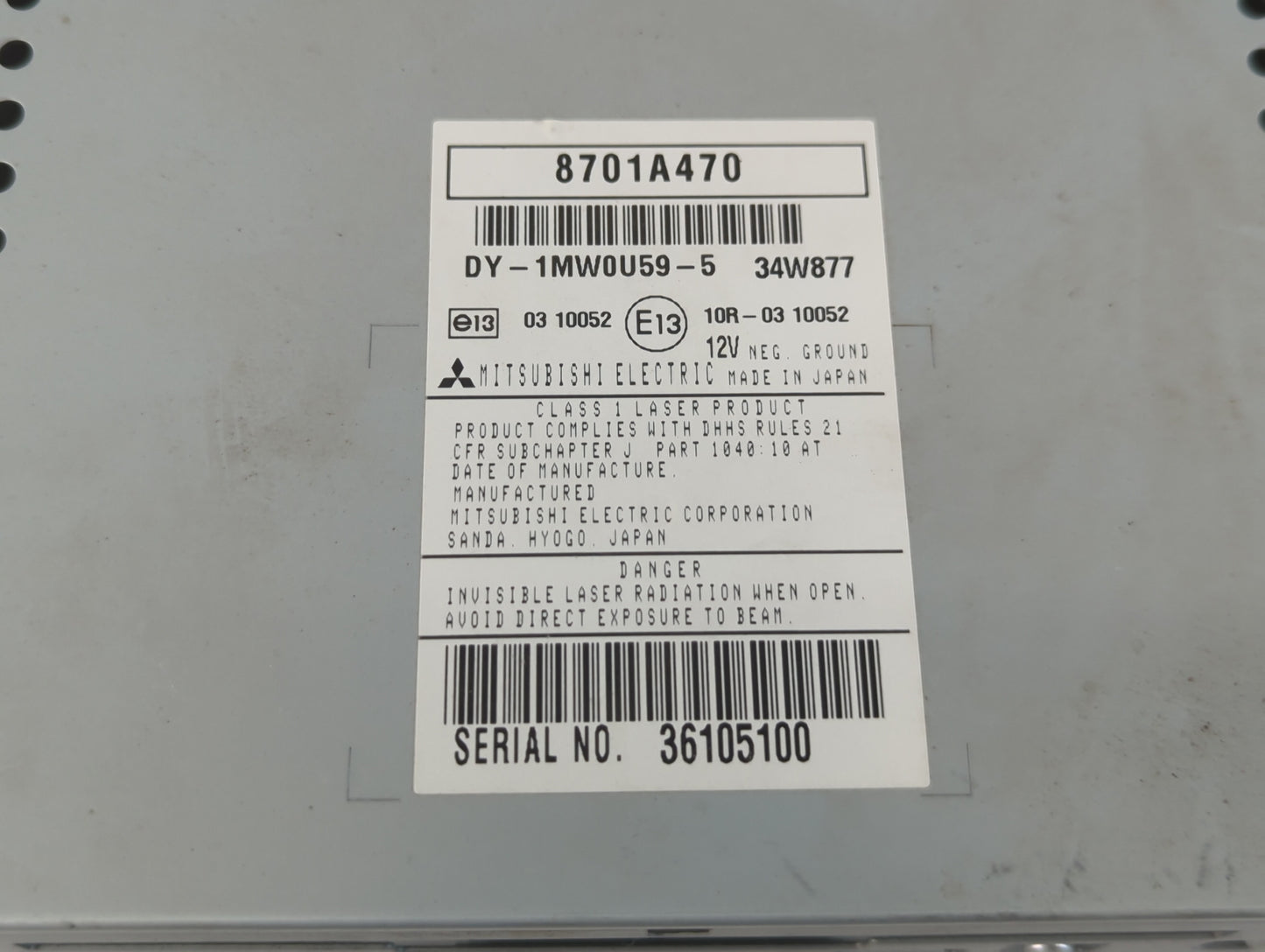 2011-2013 Mitsubishi Outlander Sport Radio AM FM Cd Player Receiver Replacement P/N:36105100 E1310R-03 10052 Fits OEM Used A