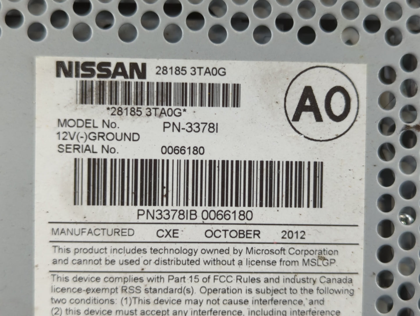 2010-2013 Nissan Altima Radio AM FM Cd Player Receiver Replacement P/N:28185 3TA0G Fits Fits 2010 2011 2012 2013 OEM Used Au