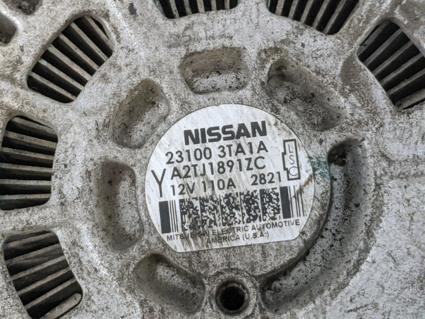 2013-2017 Nissan Altima Alternator Replacement Generator Charging Assembly Engine OEM P/N:23100 3TA1A Fits OEM Used Auto Par