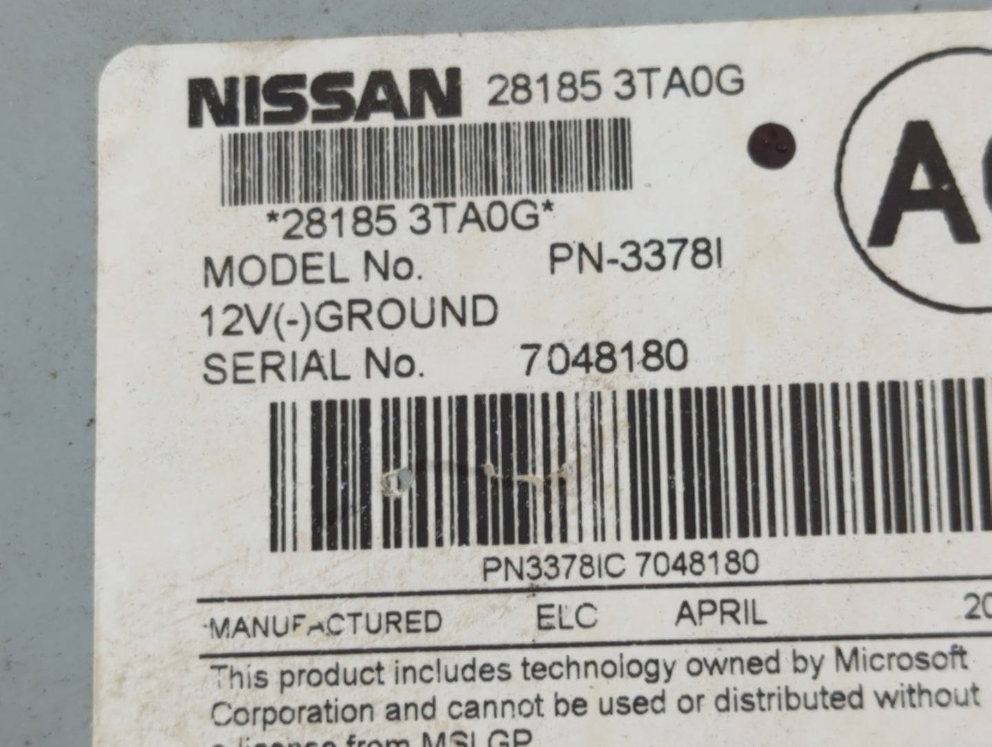 2013-2015 Nissan Altima Radio AM FM Cd Player Receiver Replacement P/N:28185 3TA0G Fits Fits 2013 2014 2015 OEM Used Auto Pa