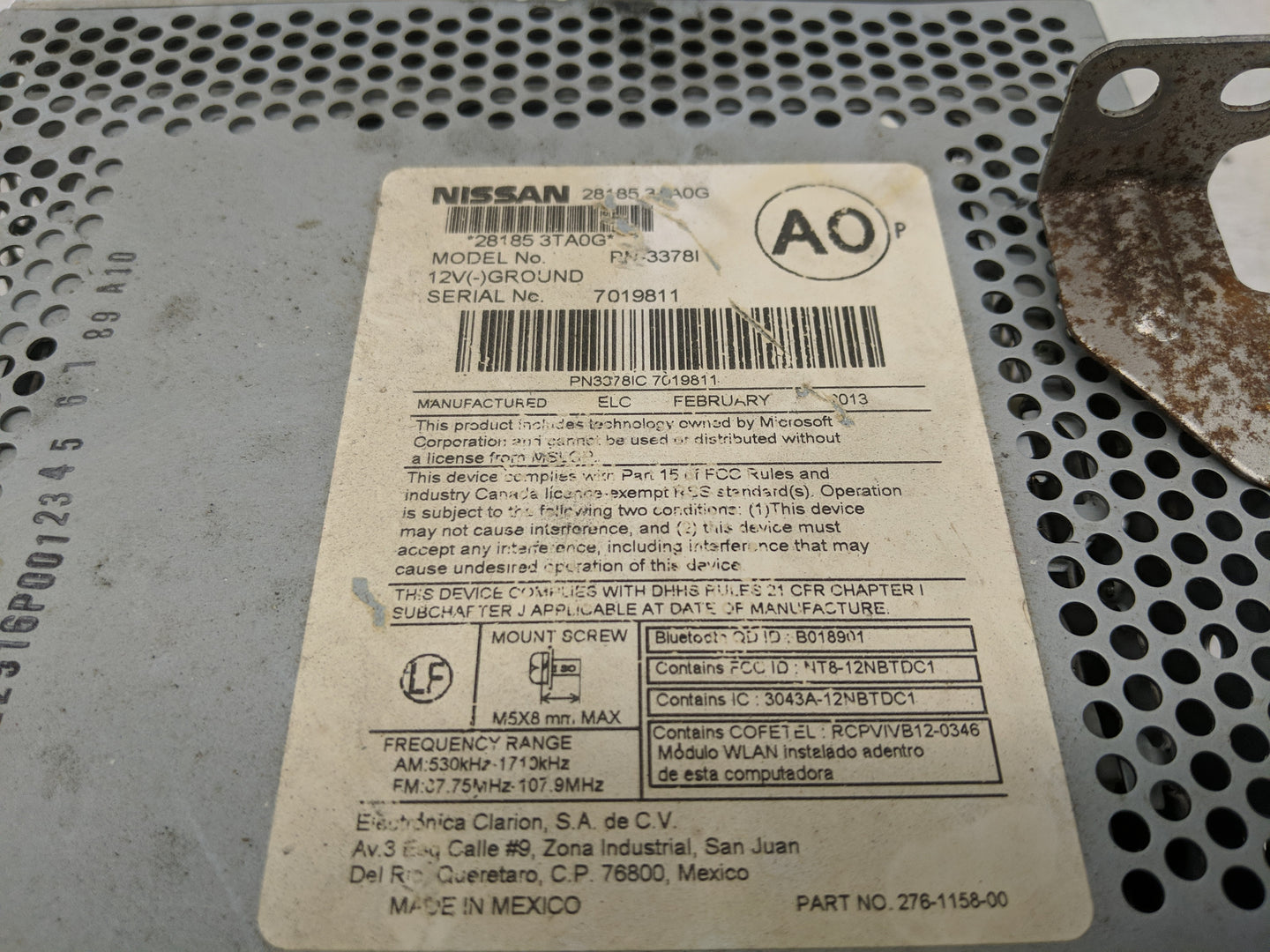 2013-2015 Nissan Altima Radio AM FM Cd Player Receiver Replacement P/N:28185 3TA0G Fits Fits 2013 2014 2015 OEM Used Auto Pa