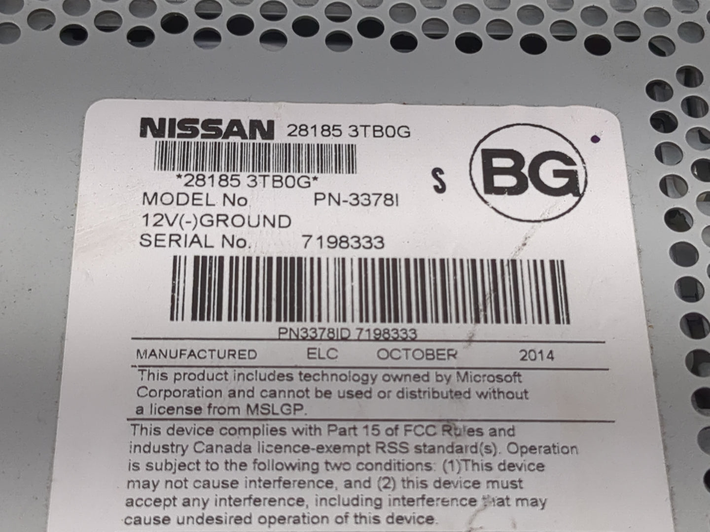 2013-2015 Nissan Altima Radio AM FM Cd Player Receiver Replacement P/N:28185 3TB0G Fits Fits 2013 2014 2015 OEM Used Auto Pa