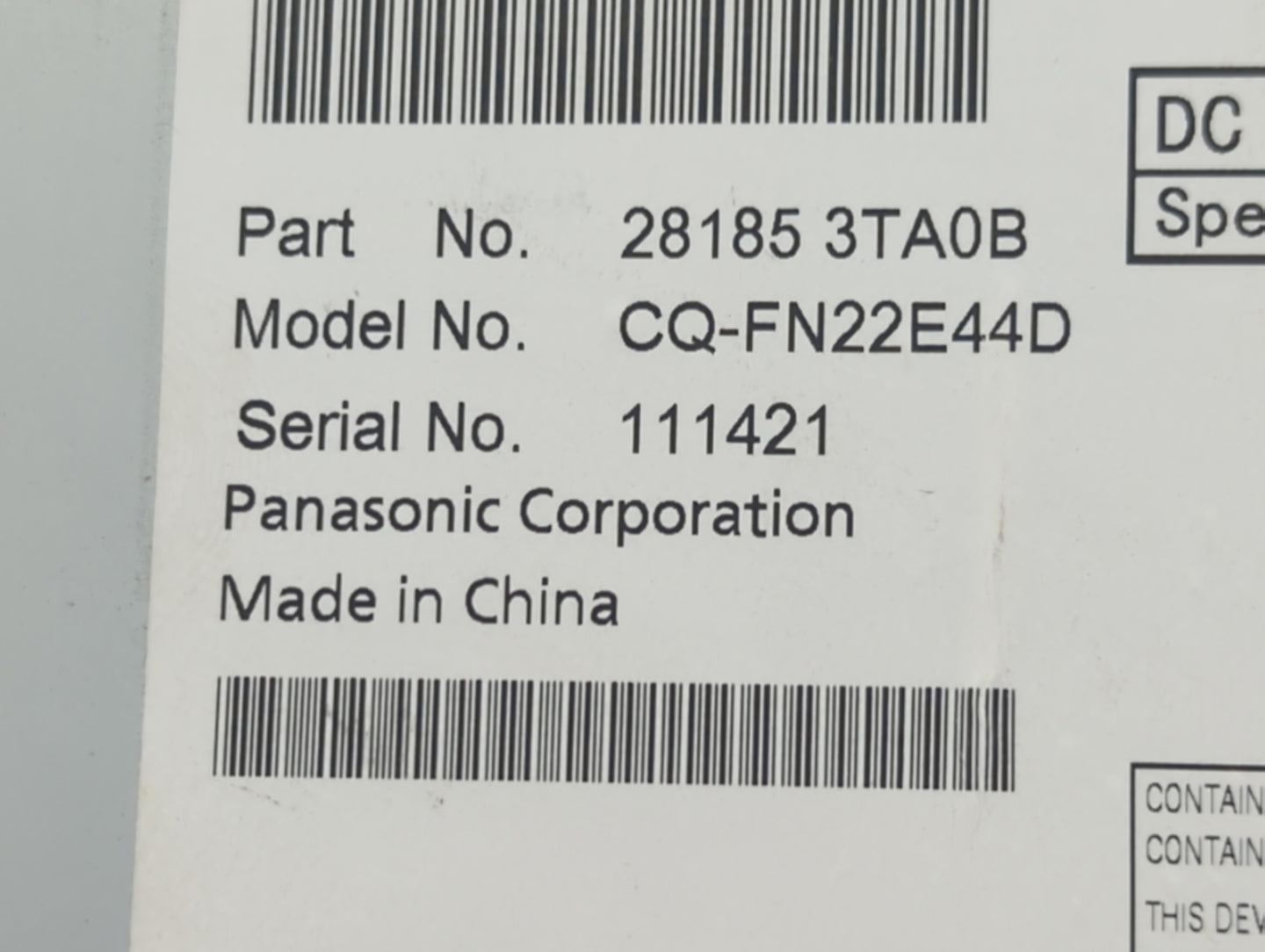 2013 Nissan Altima Radio AM FM Cd Player Receiver Replacement P/N:28185 3TA0B Fits OEM Used Auto Parts - Oemusedautoparts1.c