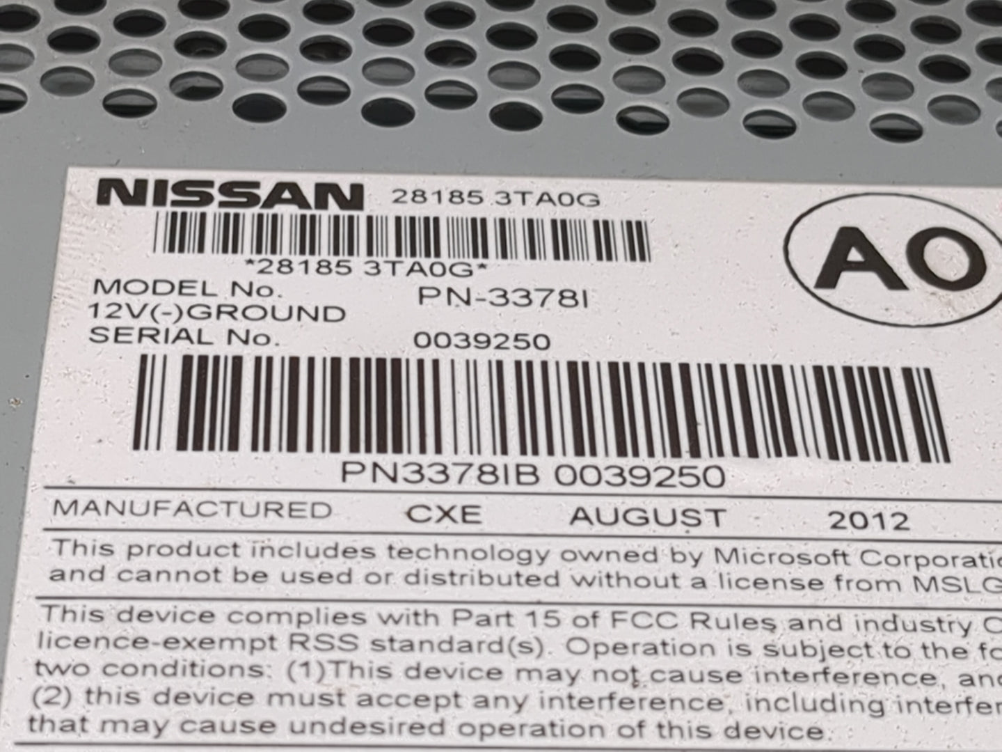 2013-2015 Nissan Altima Radio AM FM Cd Player Receiver Replacement P/N:28185 3TA0G PN-3378I, PN3378IB Fits Fits 2013 2014 20