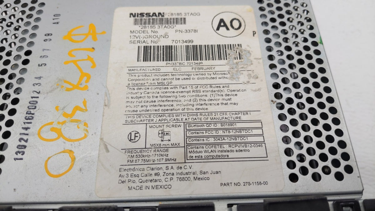 2013-2015 Nissan Altima Am Fm Cd Player Radio Receiver 159414 - Oemusedautoparts1.com