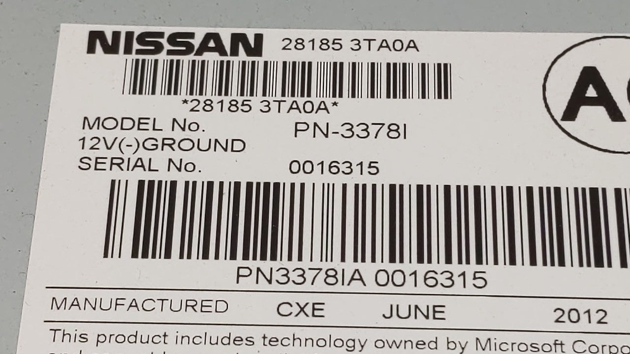 2013-2015 Nissan Altima Am Fm Cd Player Radio Receiver - Oemusedautoparts1.com
