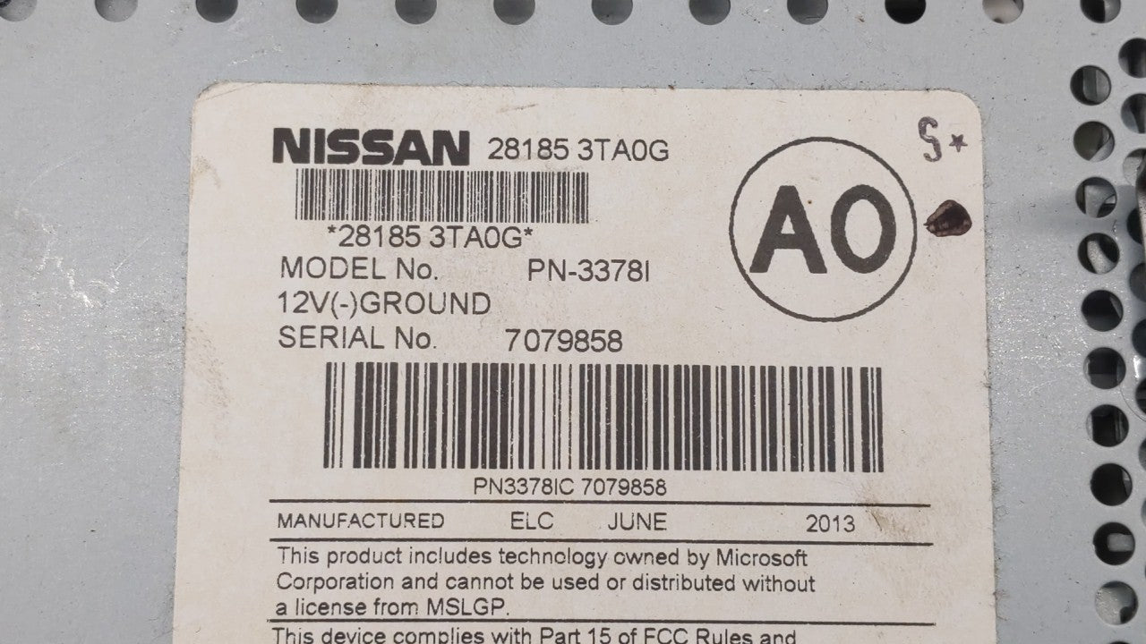 2013-2015 Nissan Altima Radio AM FM Cd Player Receiver Replacement P/N:28185 3TA0G 28185 3TB0G Fits Fits 2013 2014 2015 OEM 