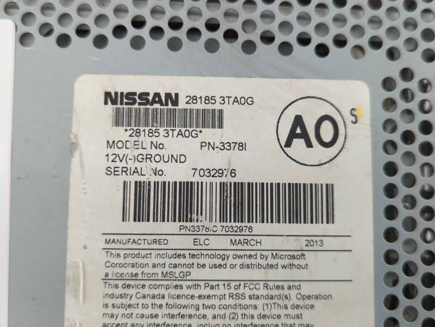 2013-2015 Nissan Altima Am Fm Cd Player Radio Receiver - Oemusedautoparts1.com