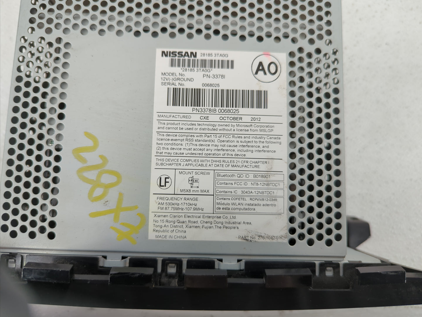 2013-2015 Nissan Altima Radio AM FM Cd Player Receiver Replacement P/N:28185 3TA0G 28185 3TB0G Fits Fits 2013 2014 2015 OEM 