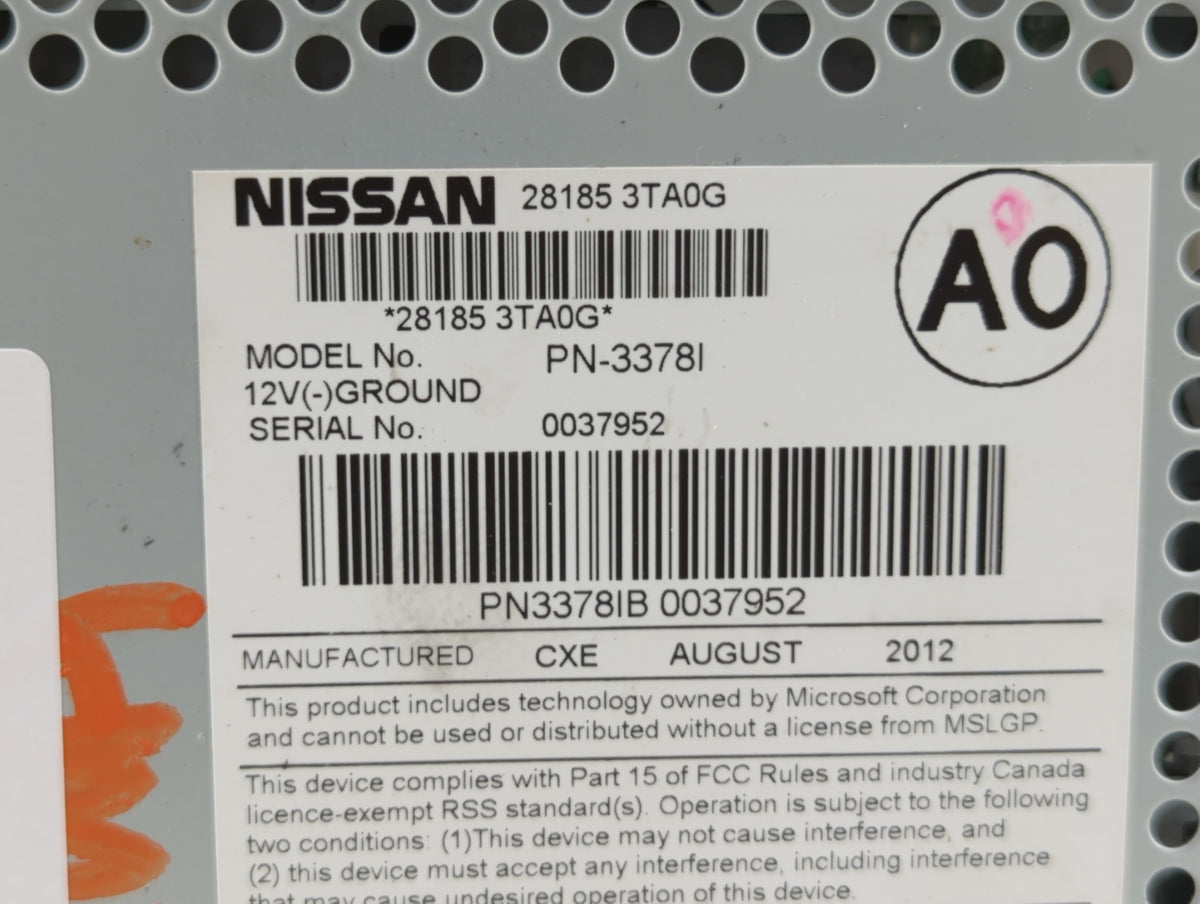 2013-2015 Nissan Altima Am Fm Cd Player Radio Receiver 390443 - Oemusedautoparts1.com