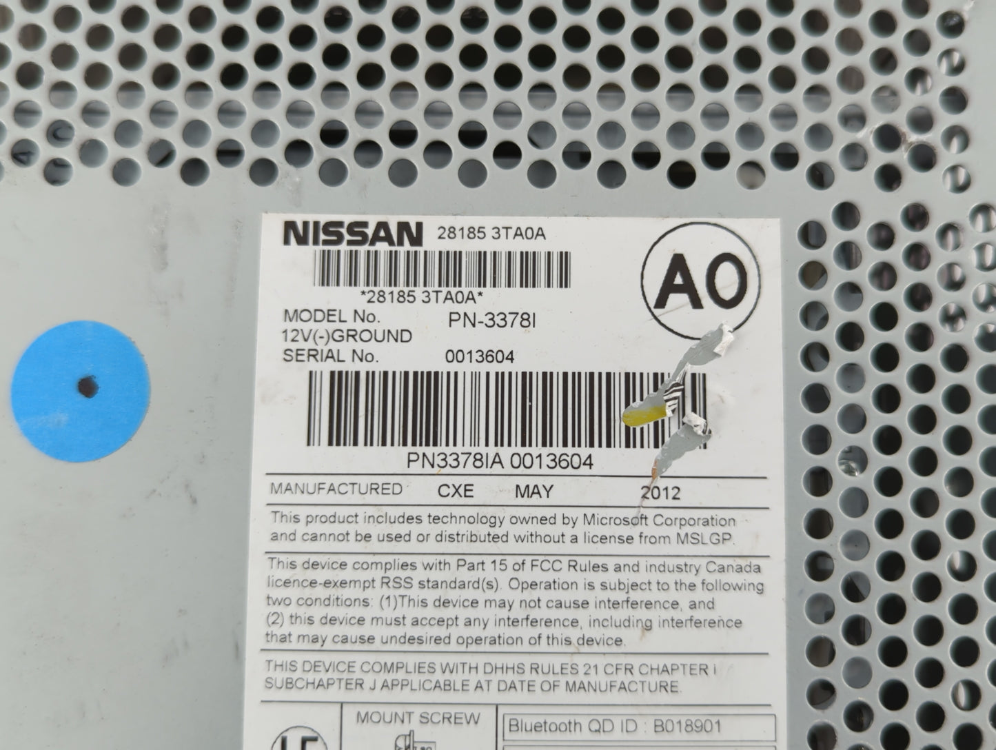 2013-2015 Nissan Altima Radio AM FM Cd Player Receiver Replacement P/N:28185 3TA0G 28185 3TB0G Fits Fits 2013 2014 2015 OEM 