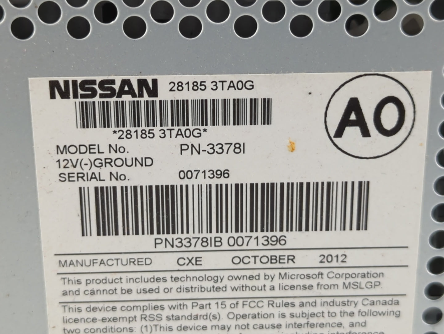 2013-2015 Nissan Altima Am Fm Cd Player Radio Receiver - Oemusedautoparts1.com