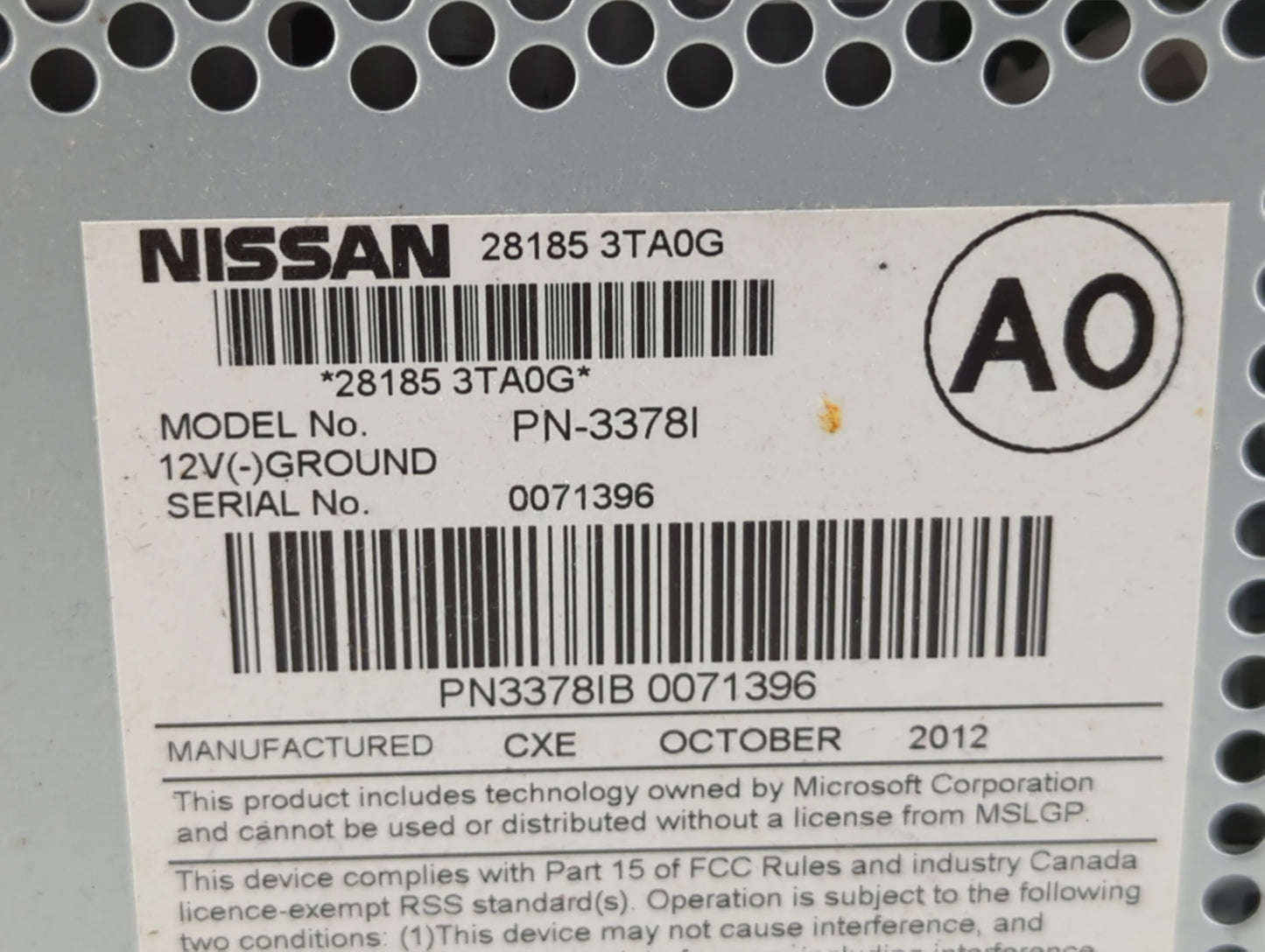 2013-2015 Nissan Altima Am Fm Cd Player Radio Receiver - Oemusedautoparts1.com