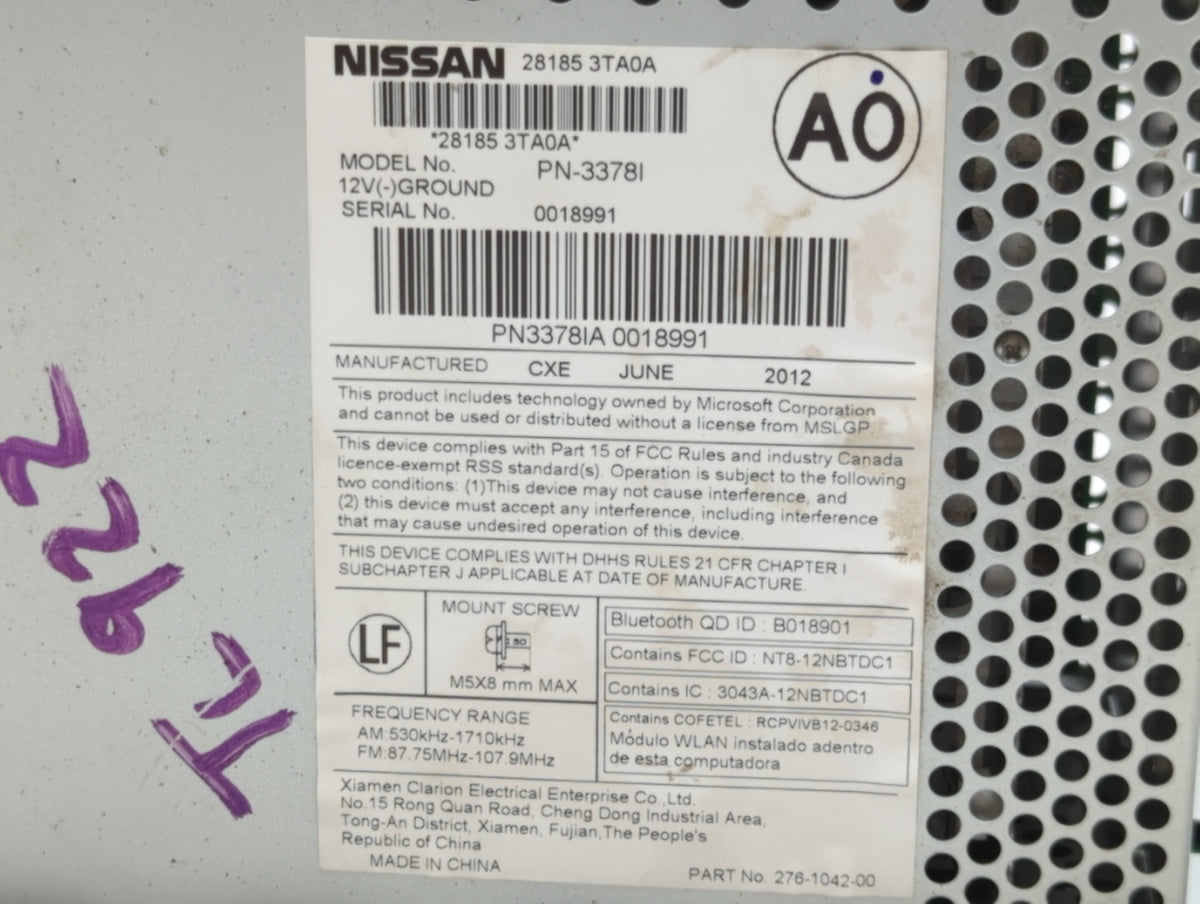 2013-2015 Nissan Altima Am Fm Cd Player Radio Receiver 462801 - Oemusedautoparts1.com
