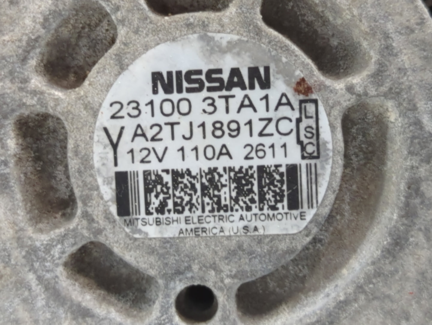 2013-2017 Nissan Altima Alternator Replacement Generator Charging Assembly Engine OEM P/N:23100-3TA1A Fits OEM Used Auto Par