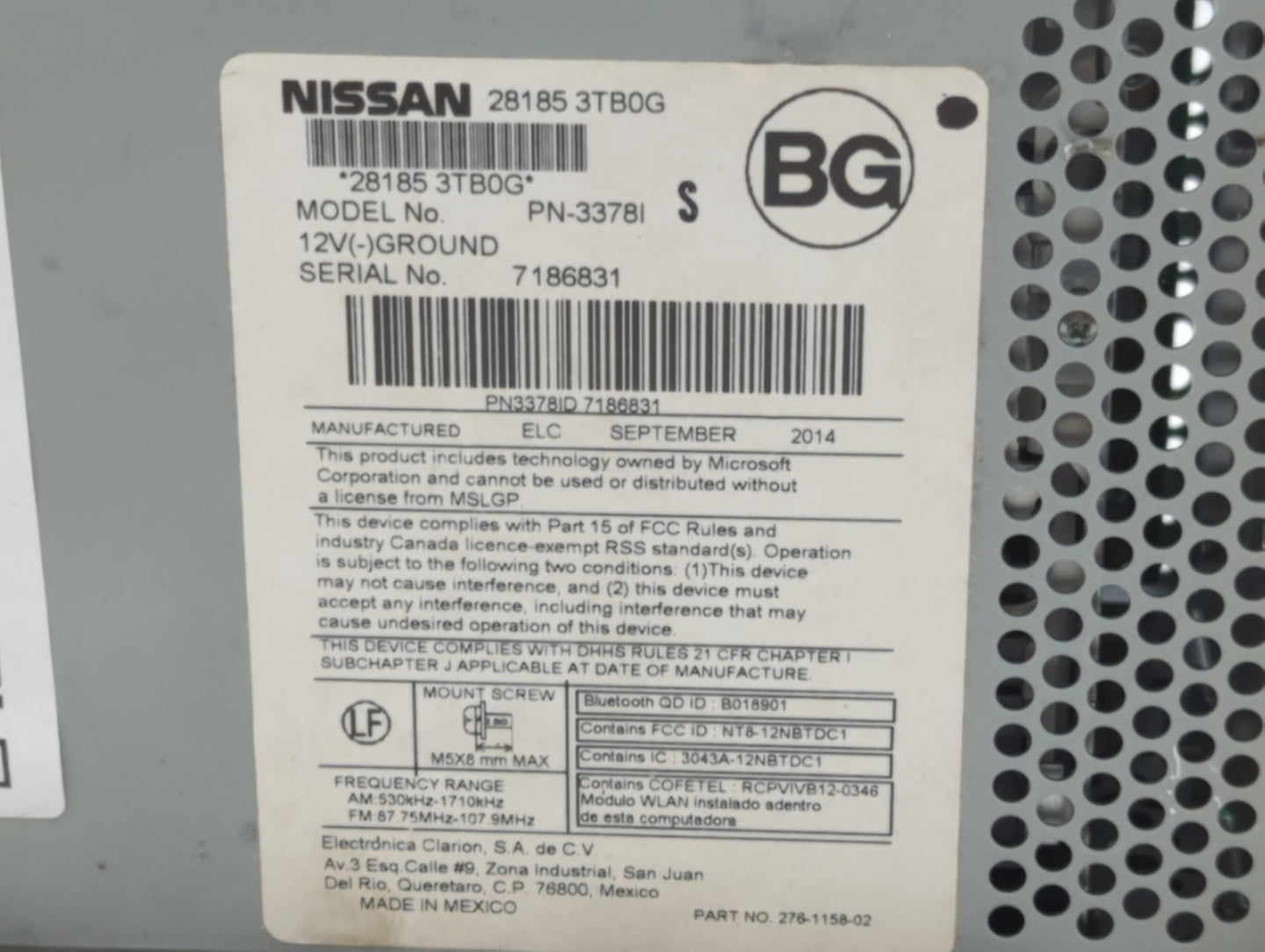 2013-2015 Nissan Altima Am Fm Cd Player Radio Receiver - Oemusedautoparts1.com