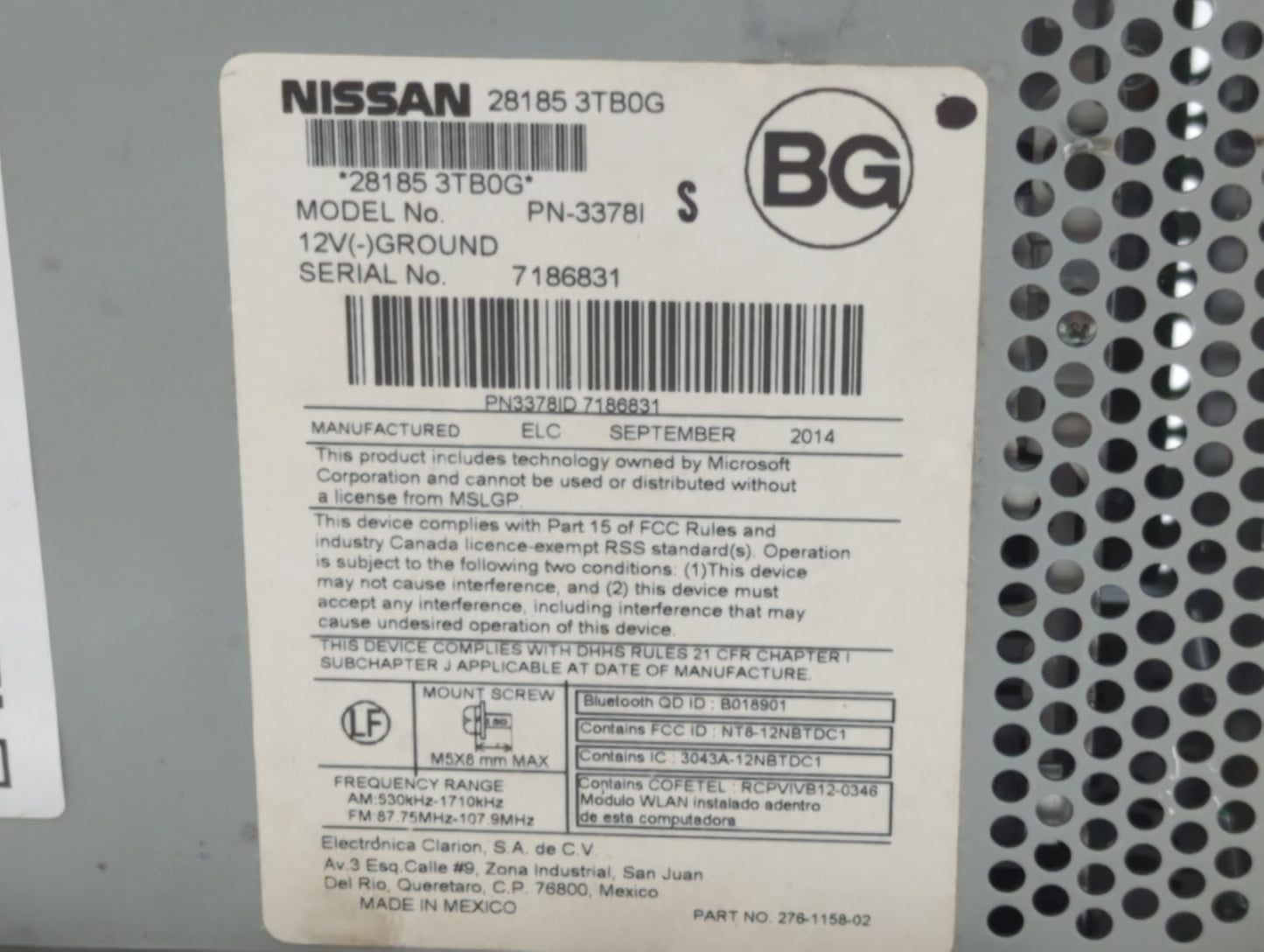 2013-2015 Nissan Altima Am Fm Cd Player Radio Receiver - Oemusedautoparts1.com