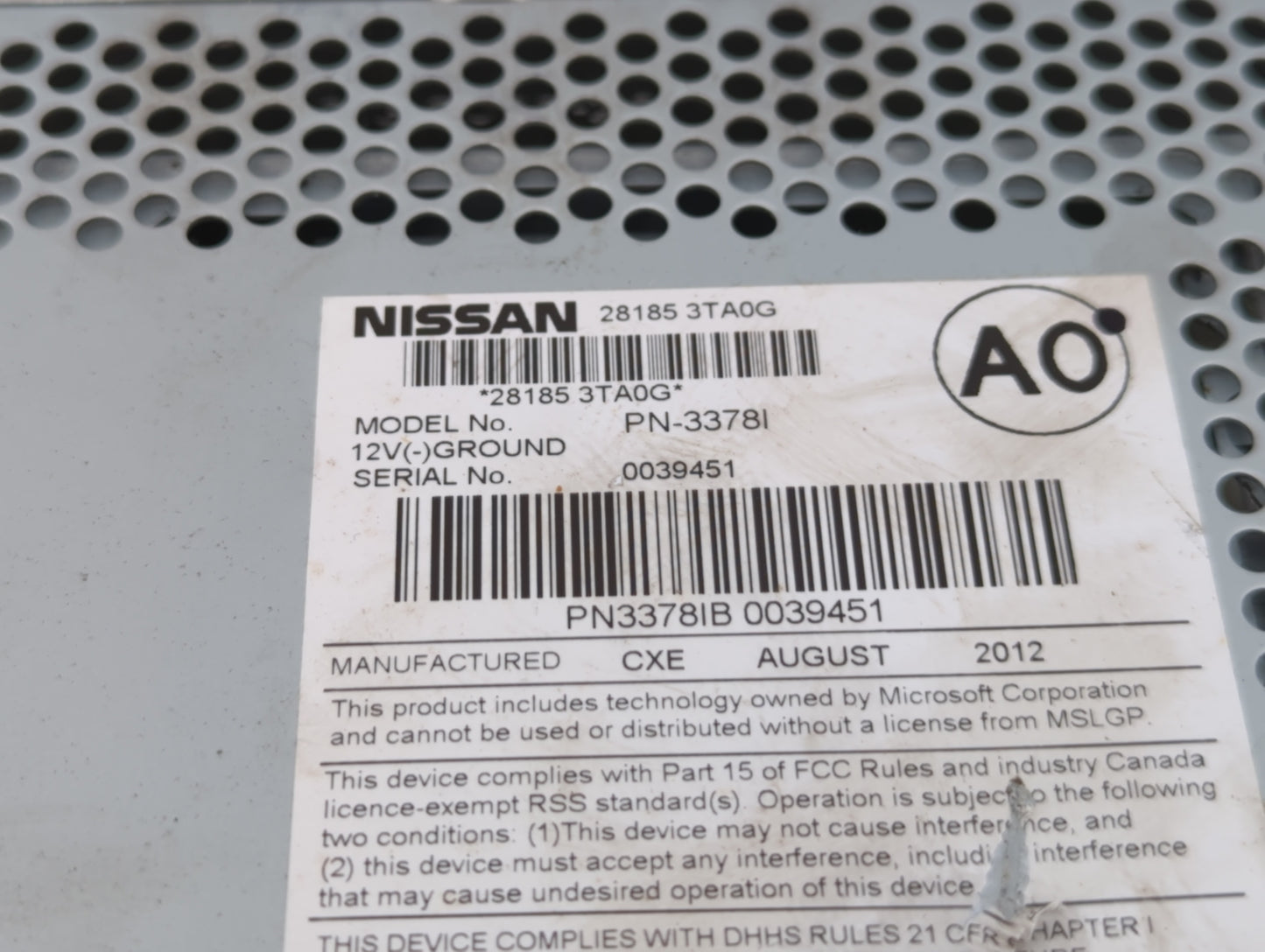 2013-2015 Nissan Altima Am Fm Cd Player Radio Receiver - Oemusedautoparts1.com