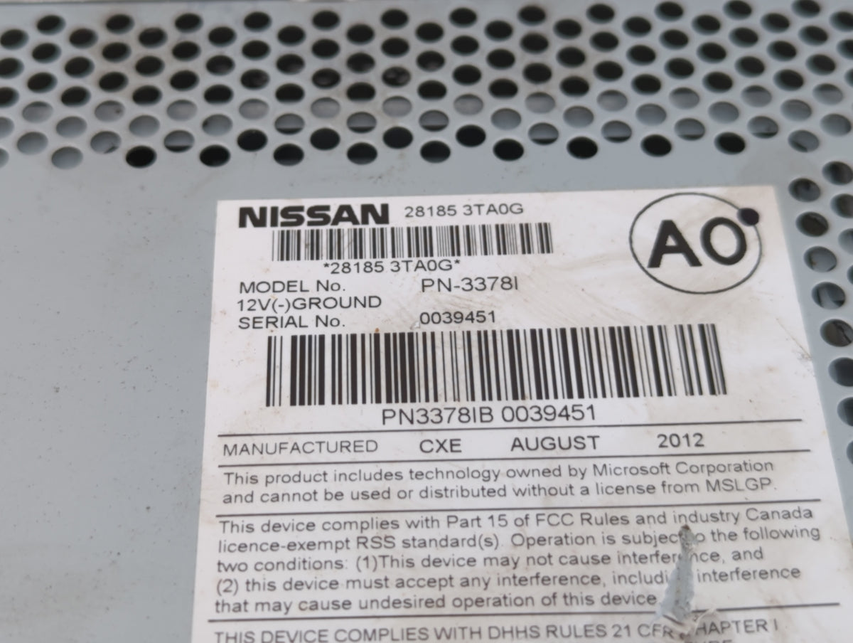 2013-2015 Nissan Altima Am Fm Cd Player Radio Receiver 510796 - Oemusedautoparts1.com