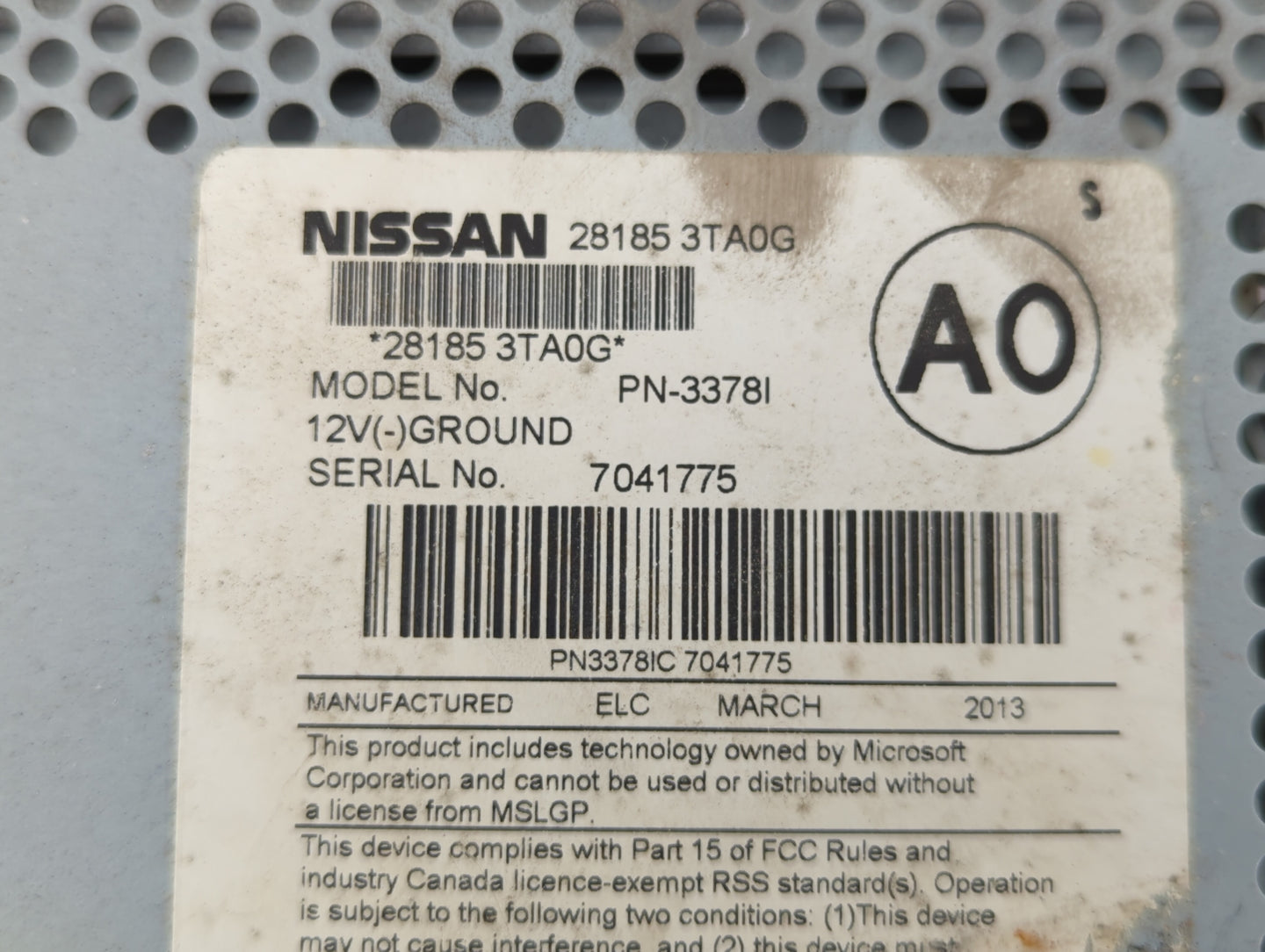 2013-2015 Nissan Altima Am Fm Cd Player Radio Receiver - Oemusedautoparts1.com