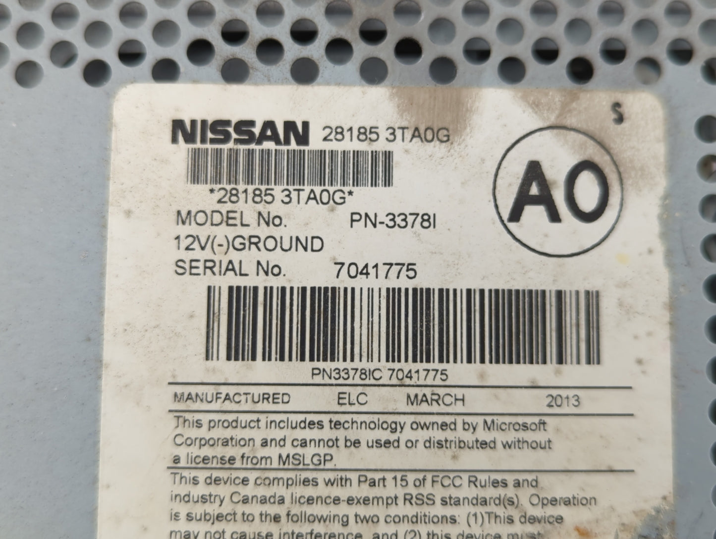 2013-2015 Nissan Altima Am Fm Cd Player Radio Receiver - Oemusedautoparts1.com