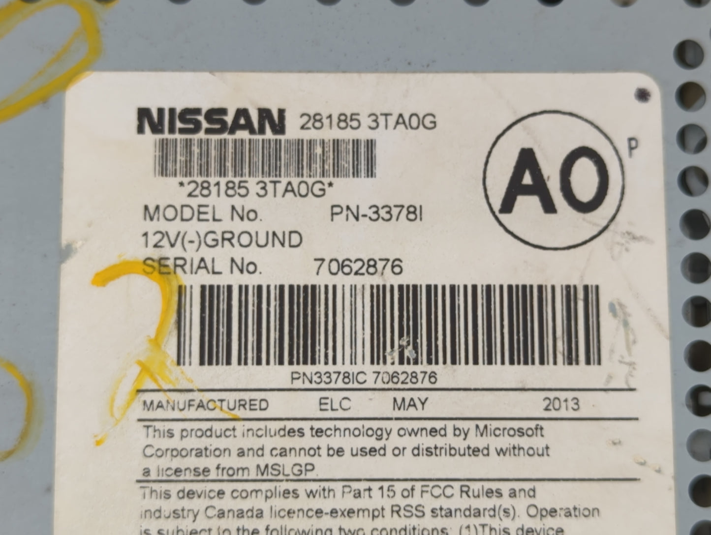 2013-2015 Nissan Altima Am Fm Cd Player Radio Receiver - Oemusedautoparts1.com