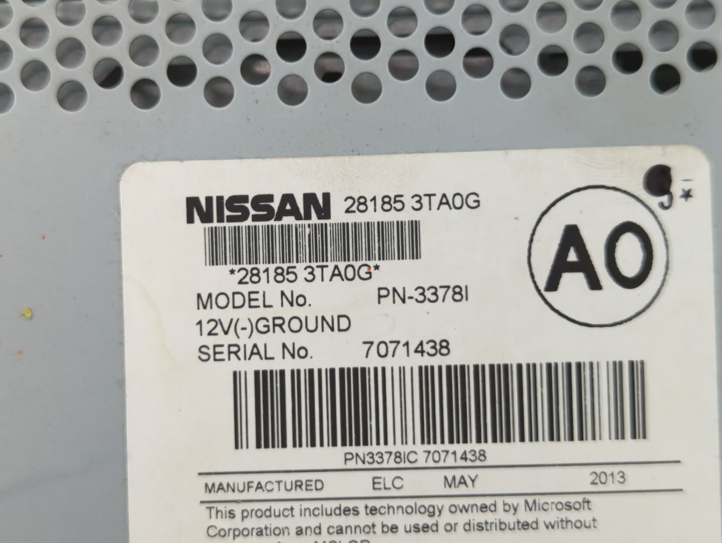 2013-2015 Nissan Altima Radio AM FM Cd Player Receiver Replacement P/N:28185 3TA0G Fits Fits 2013 2014 2015 OEM Used Auto Pa