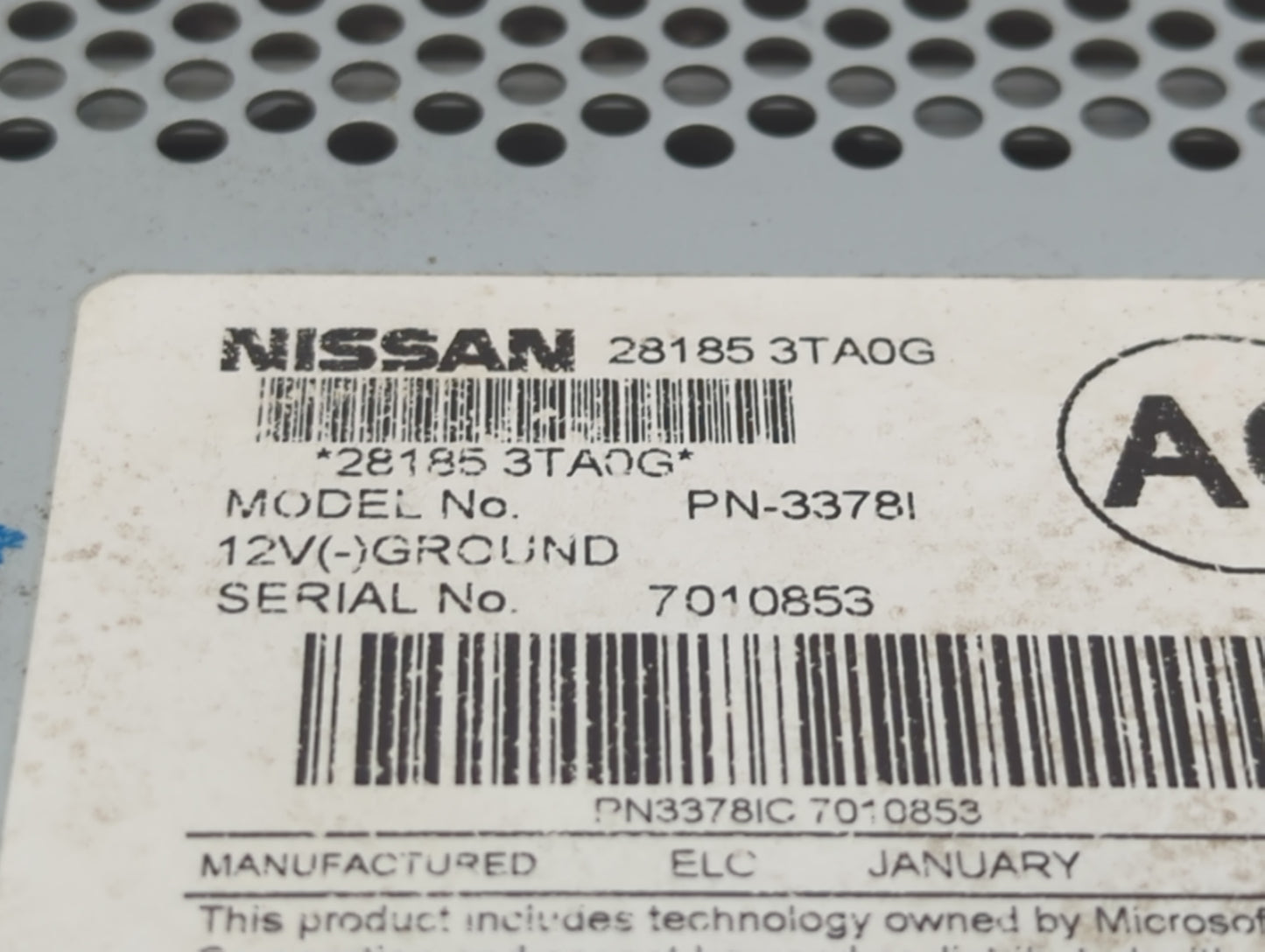 2013-2015 Nissan Altima Radio AM FM Cd Player Receiver Replacement P/N:28185 3TAOG Fits Fits 2013 2014 2015 OEM Used Auto Pa