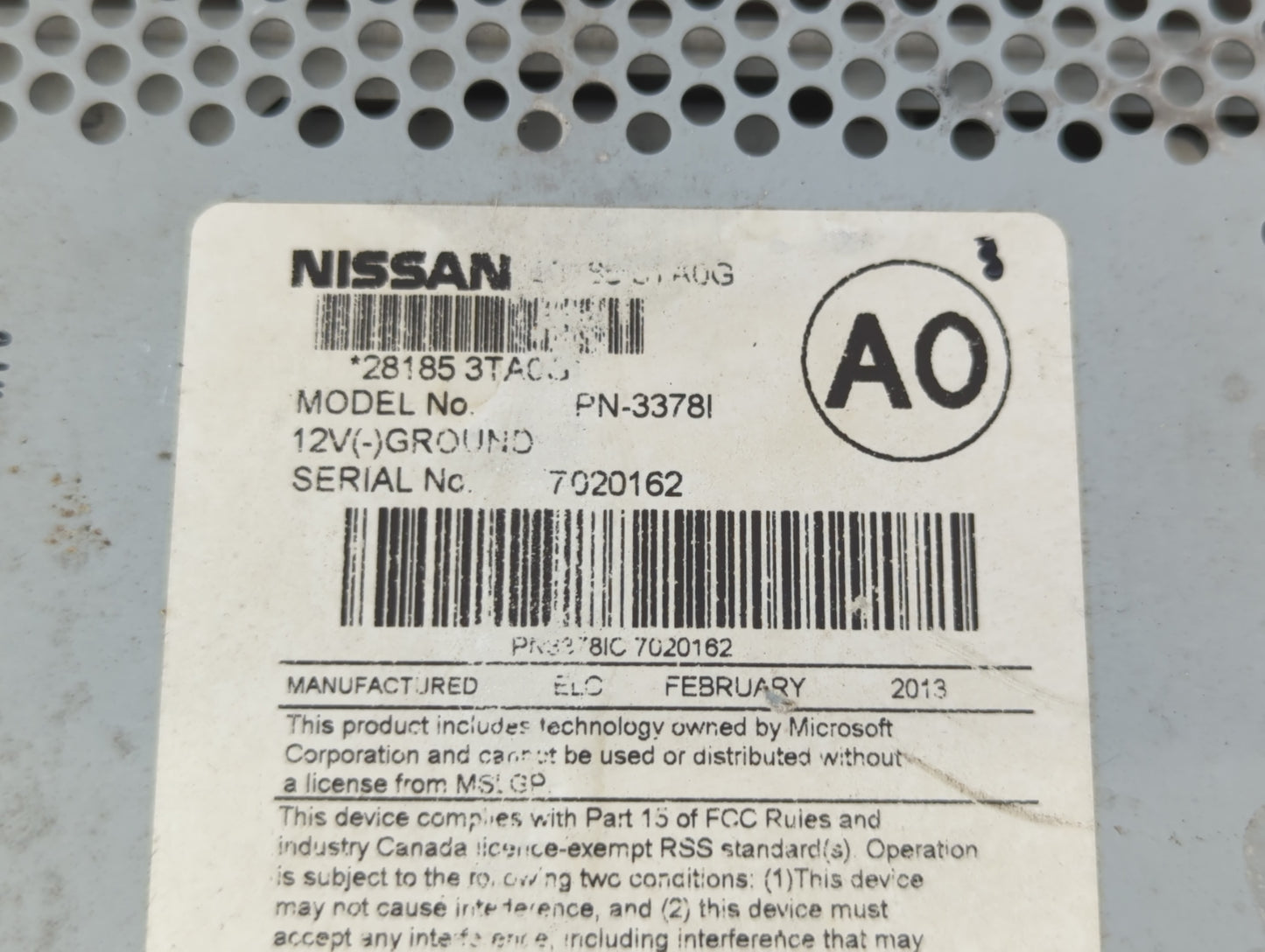 2013-2015 Nissan Altima Am Fm Cd Player Radio Receiver - Oemusedautoparts1.com
