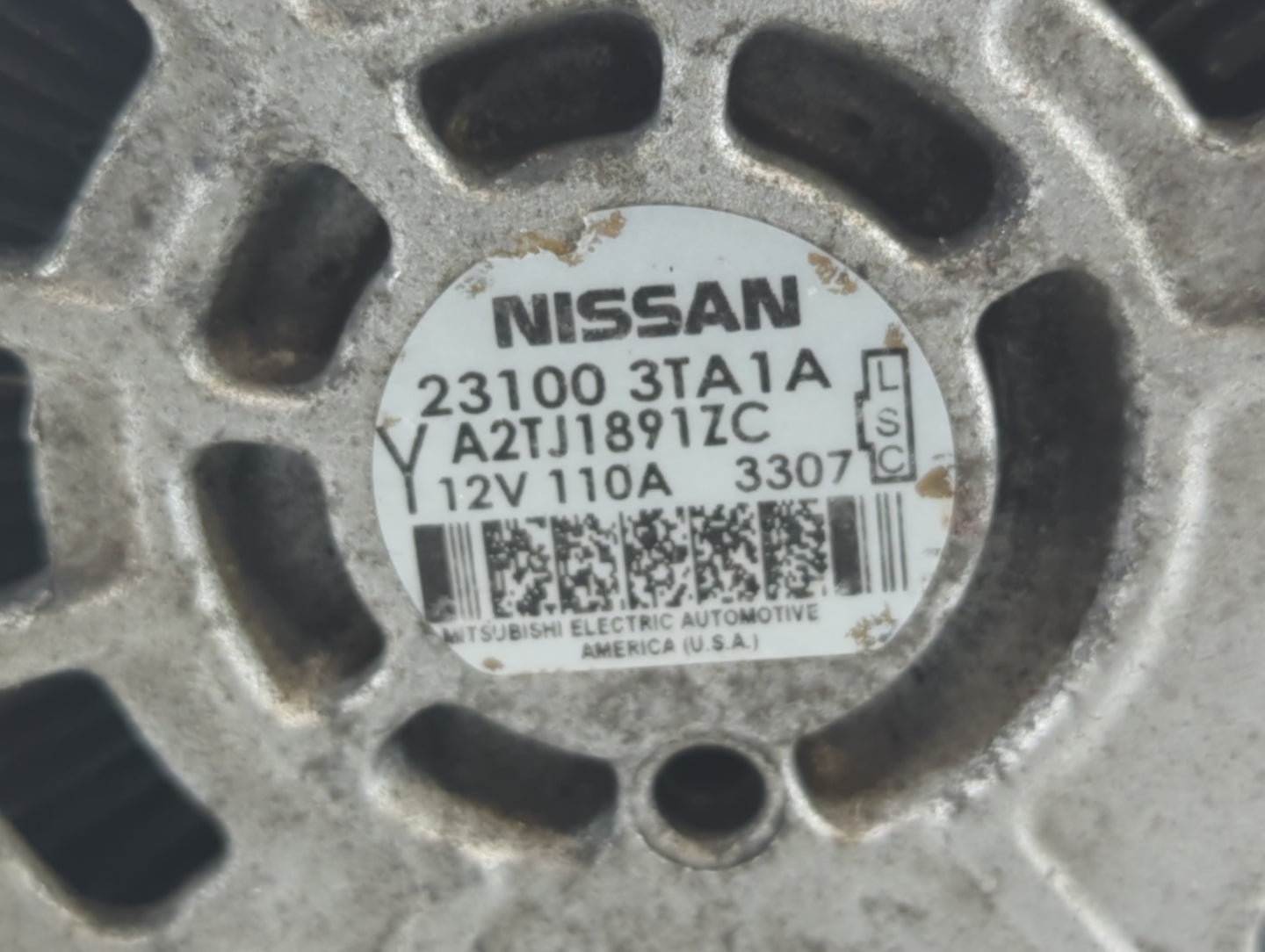 2013-2017 Nissan Altima Alternator Replacement Generator Charging Assembly Engine OEM P/N:23100 3TA1A Fits OEM Used Auto Par