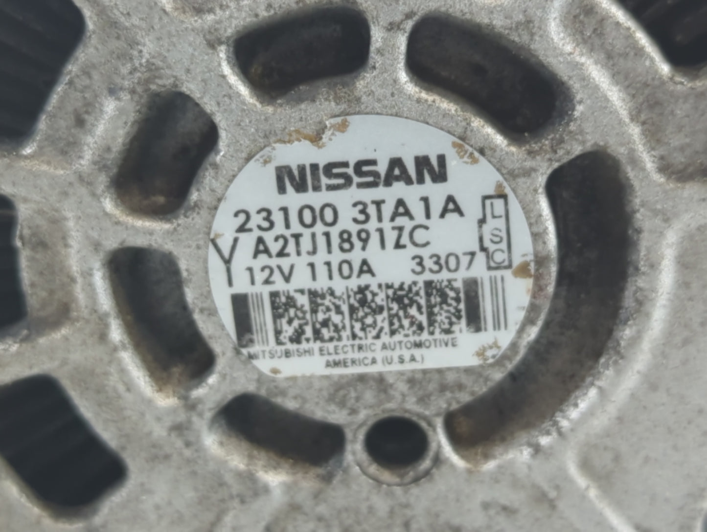 2013-2017 Nissan Altima Alternator Replacement Generator Charging Assembly Engine OEM P/N:23100 3TA1A Fits OEM Used Auto Par