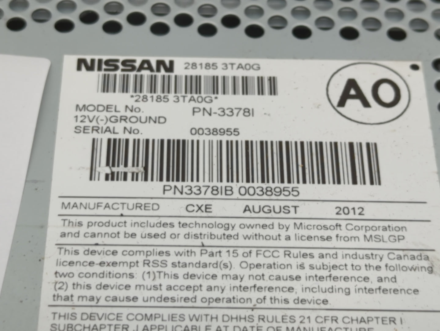 2013-2015 Nissan Altima Am Fm Cd Player Radio Receiver - Oemusedautoparts1.com