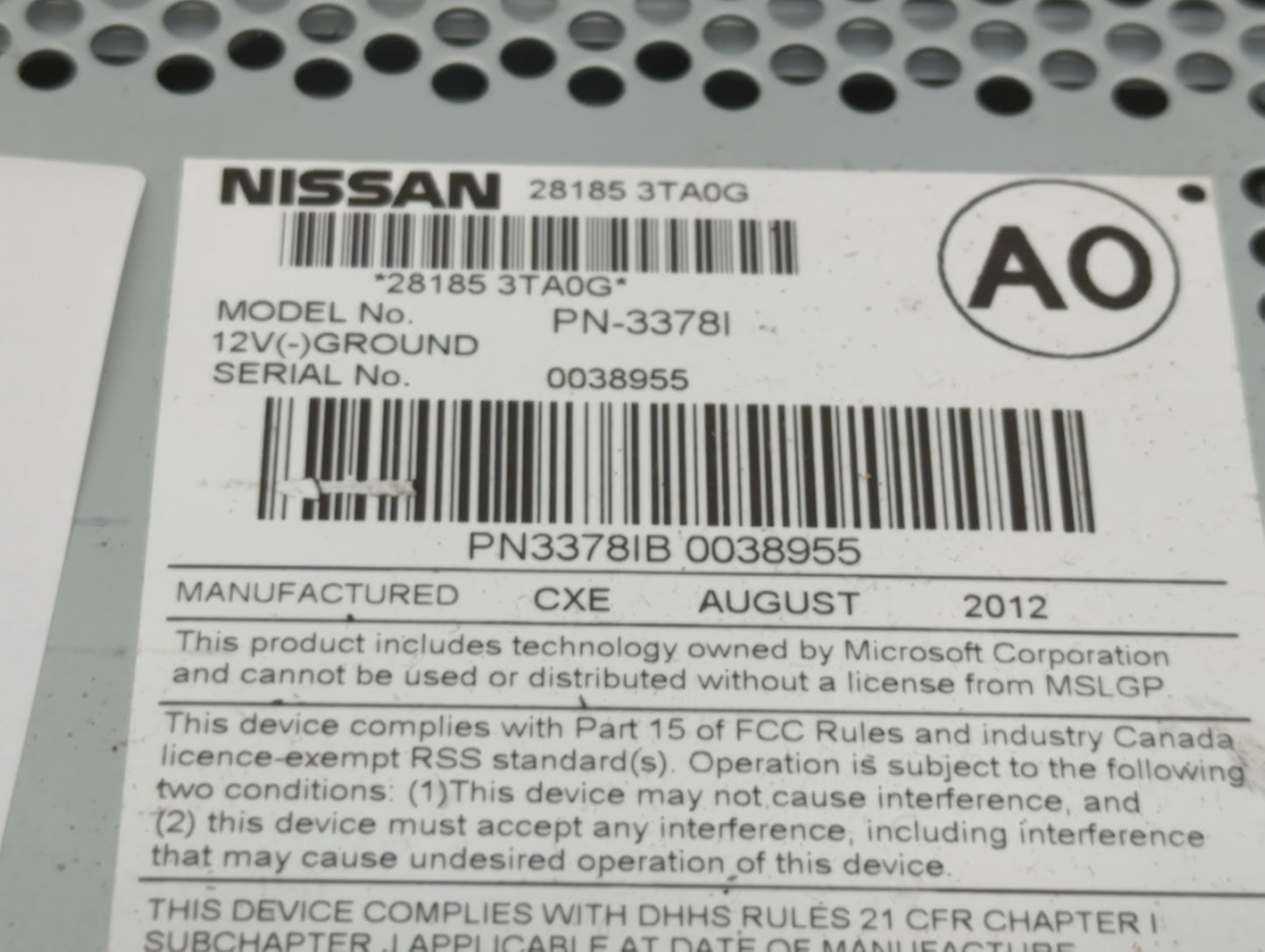 2013-2015 Nissan Altima Am Fm Cd Player Radio Receiver - Oemusedautoparts1.com
