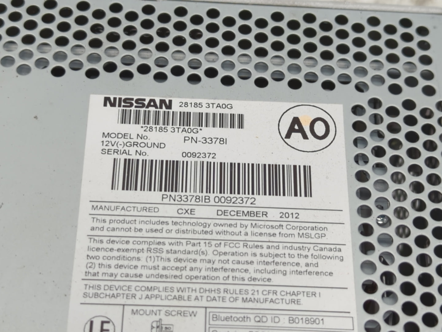 2013-2015 Nissan Altima Am Fm Cd Player Radio Receiver - Oemusedautoparts1.com